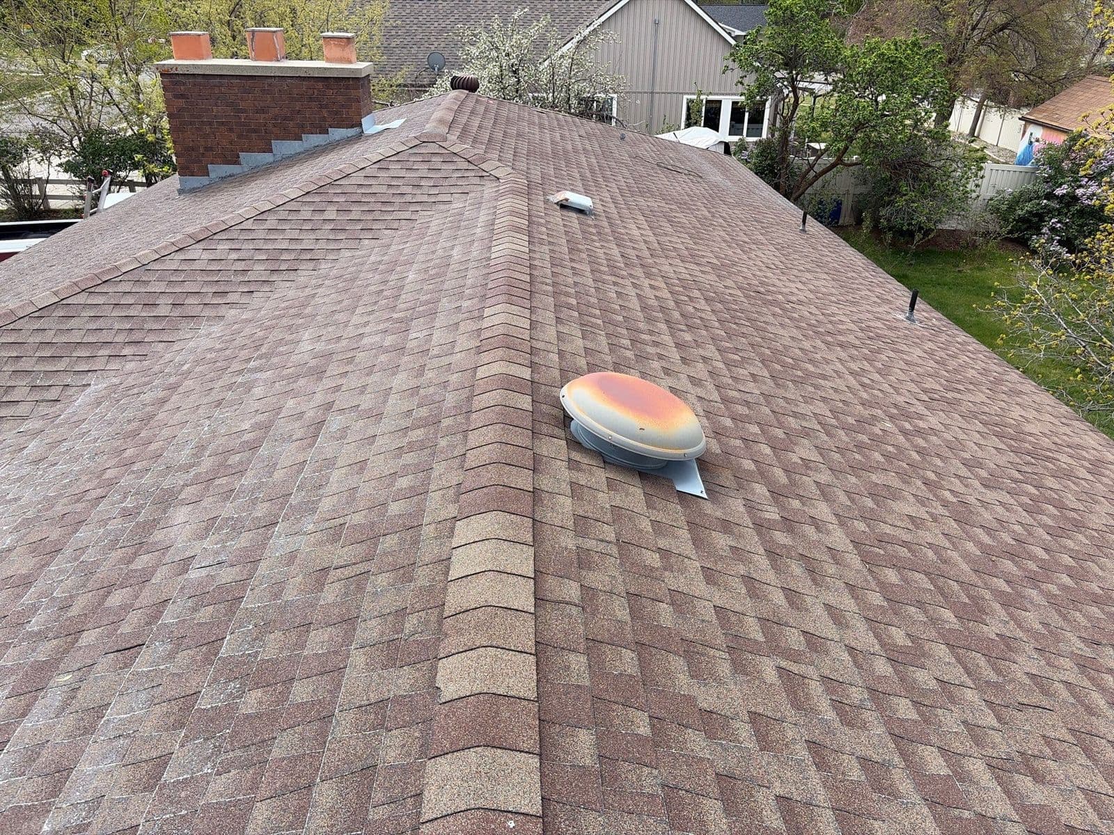 The old reddish roof along the ridge