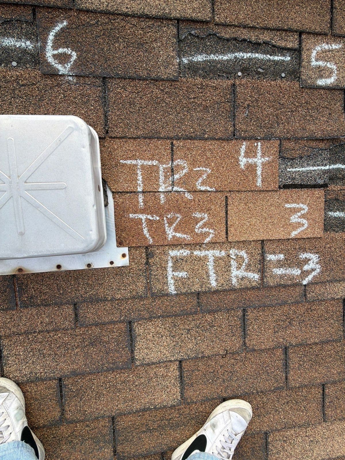 Shingles marked with test-square notes